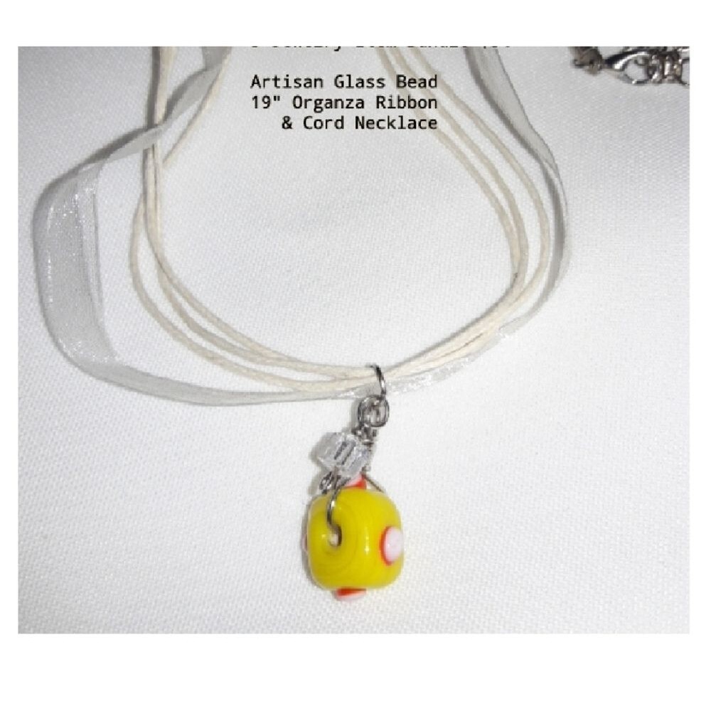 Artisan pendant 053L# Murano Glass Pendant Organza Necklace Layered Necklace 19"